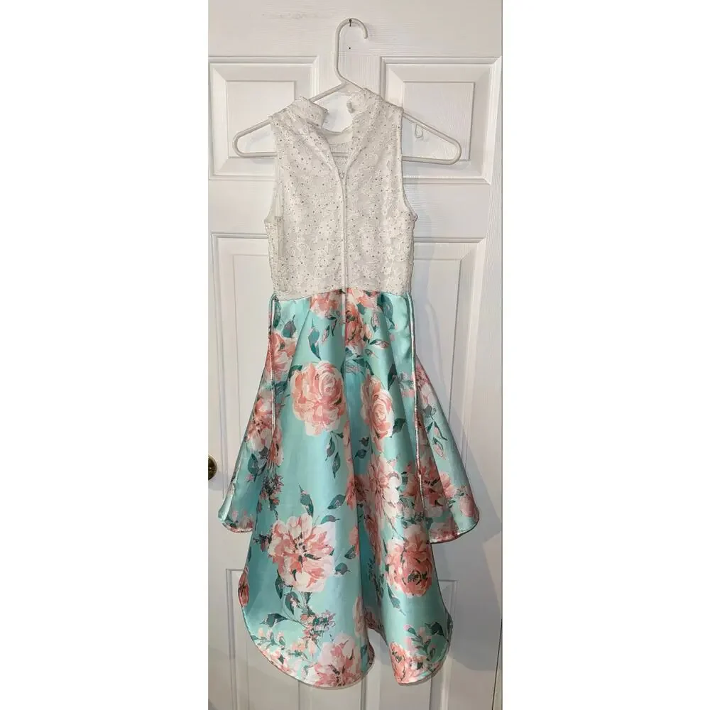 Speechless Girls Size 12 Floral High Low Formal Dress Lace Rhinestone